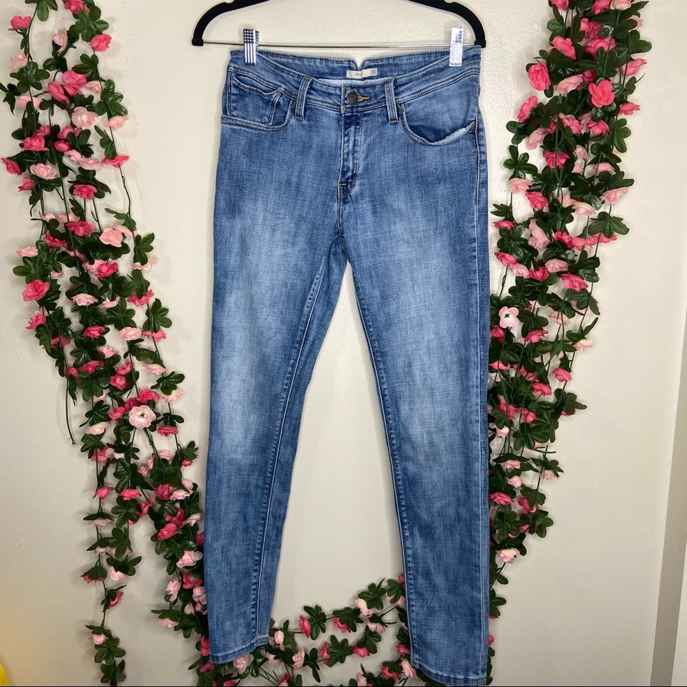 🌹Levi’s 711 Skinny Blue Burnout Jeans Womens 30